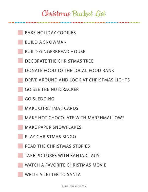 Christmas Bucket List