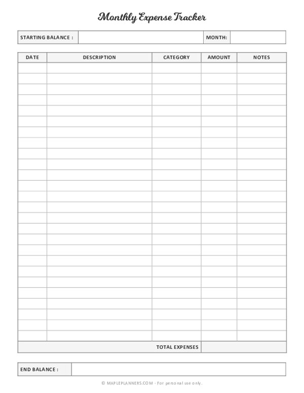 Free Printable Expense Tracker Template Printable Online