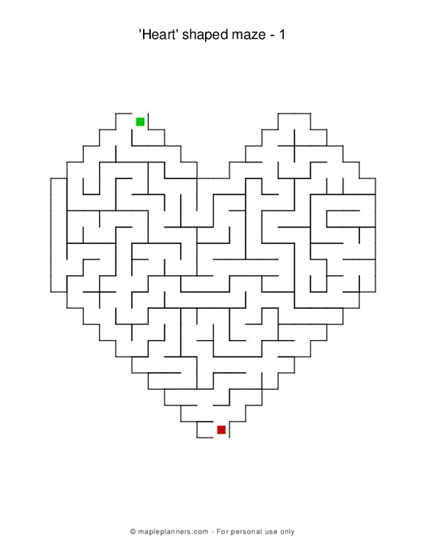 Heart Shaped Valentine Mazes