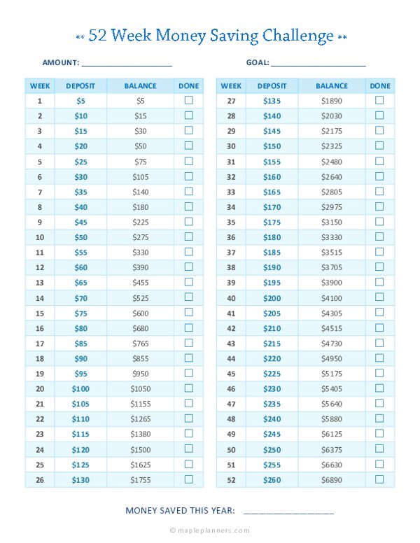 2023 Money Saving Challenge Printable Free Reverasite