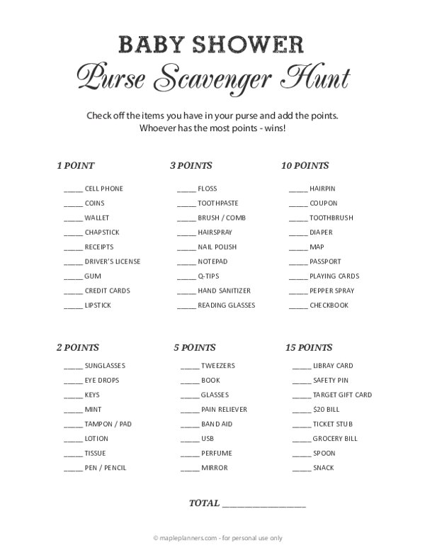 Buy What's in Your Purse Purse Scavenger Hunt Baby or Bridal Shower  Printable Game With Peach Floral Watercolor and Navy Stripes Online in  India - Etsy