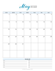 2022 Monthly Calendar - Month on 2 Pages (Monday Start)