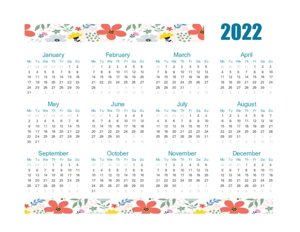 2022 yearly calendar printable