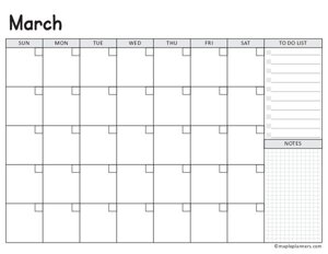 March Calendar Template (Undated)