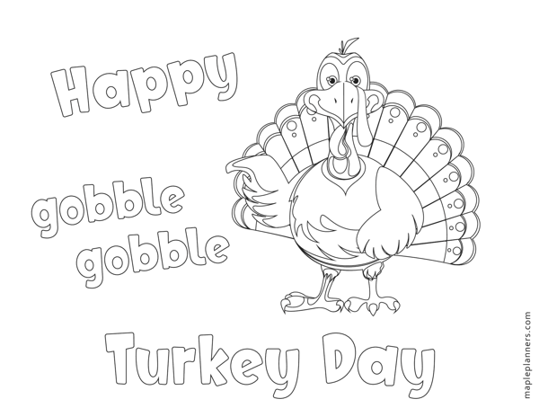 Happy Turkey Day Coloring Sheets