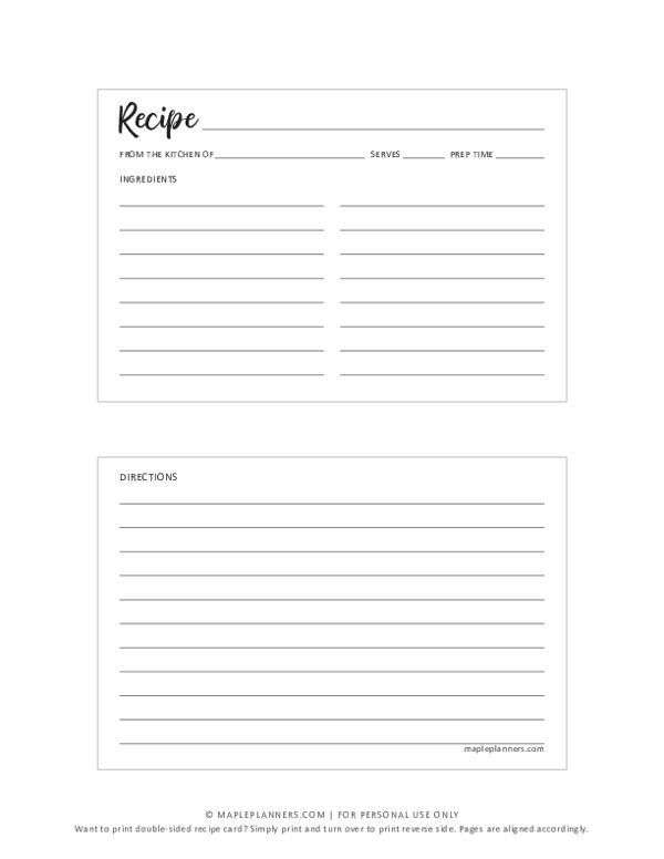 blank recipe book template