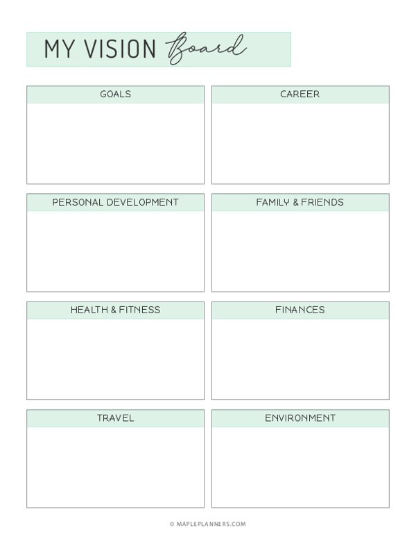 Free Printable Vision Board Template