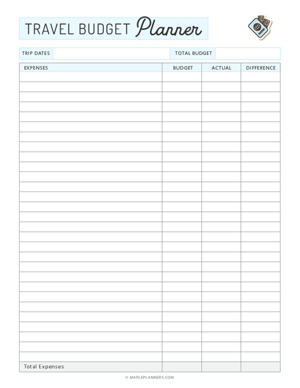 road trip budget planner template