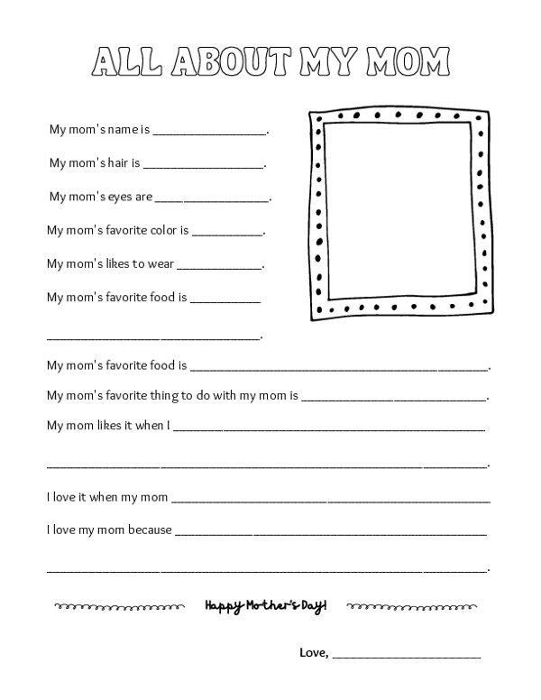 All About My Mom Printable