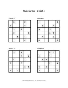 Sudoku Puzzles: 4x4, 6x6, & 9x9