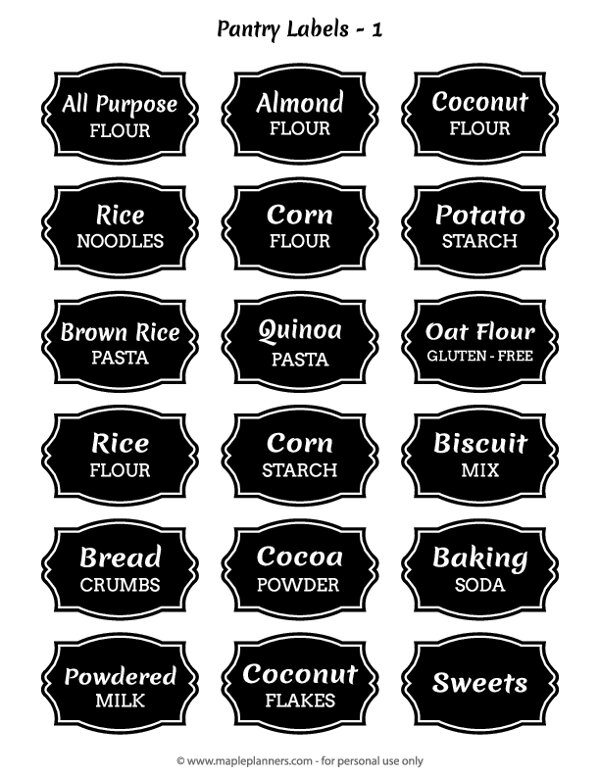 Over 100 Free Printable Pantry Labels Free Editable Printable Kitchen 