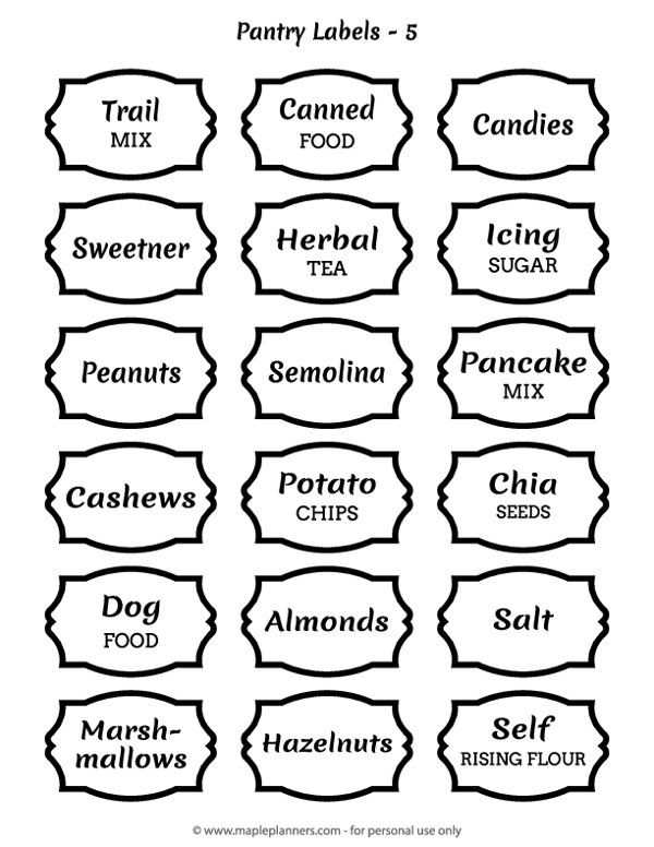 Minimalist Pantry Labels for Kitchen Storage Containers Custom
