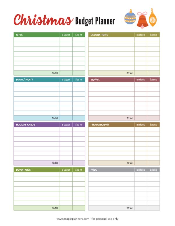 Free Printable Christmas Budget Planner