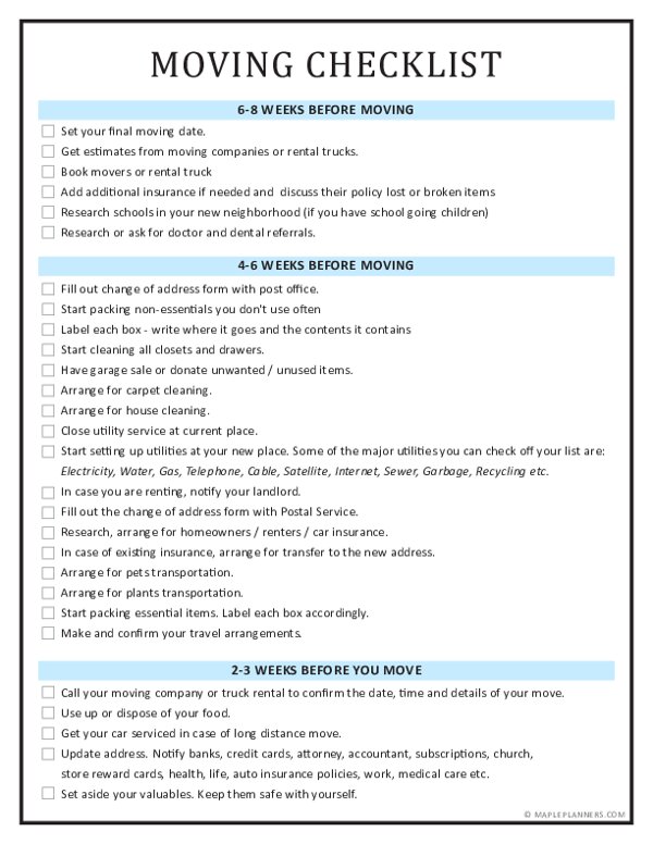 business moving checklist template