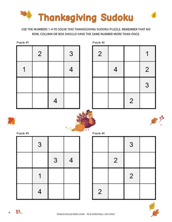 Sudoku 4x4 - Fácil 