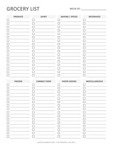 Free Printable Grocery List Template