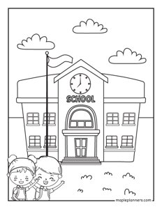 Back to School Coloring Pages - School Building
