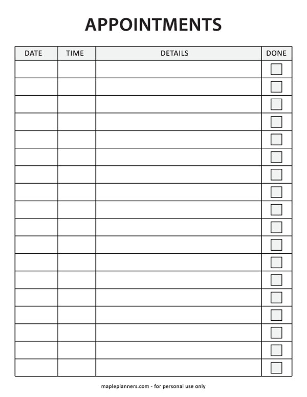 Appointment Tracker Template