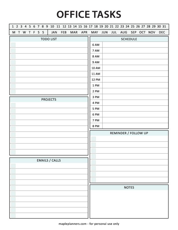 Office Planner Template