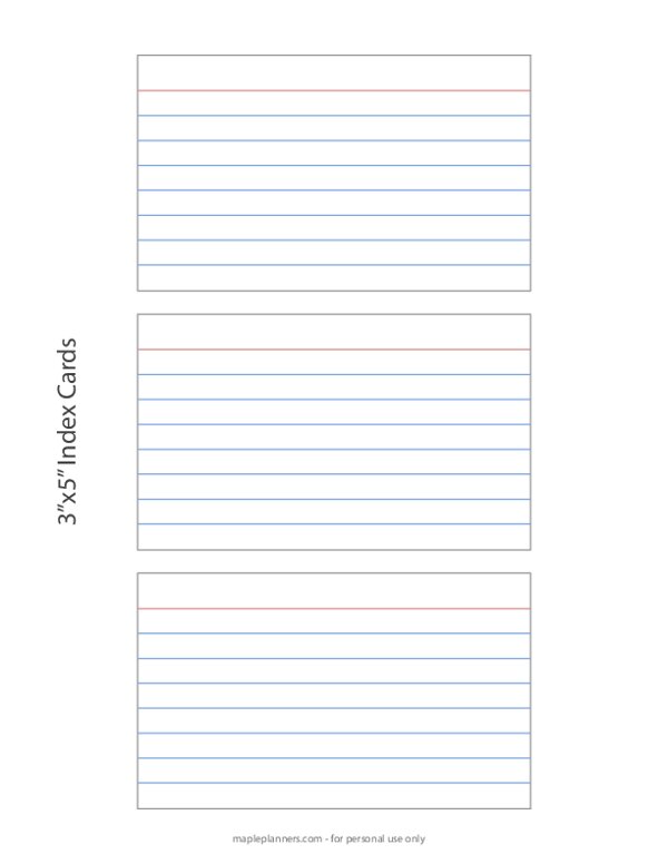 Printable Blank Index Cards Template PDF in 2023