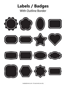 SVG Pantry Labels, Black Badges with Border