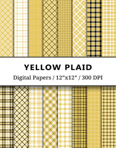Yellow Plaid Digital Papers