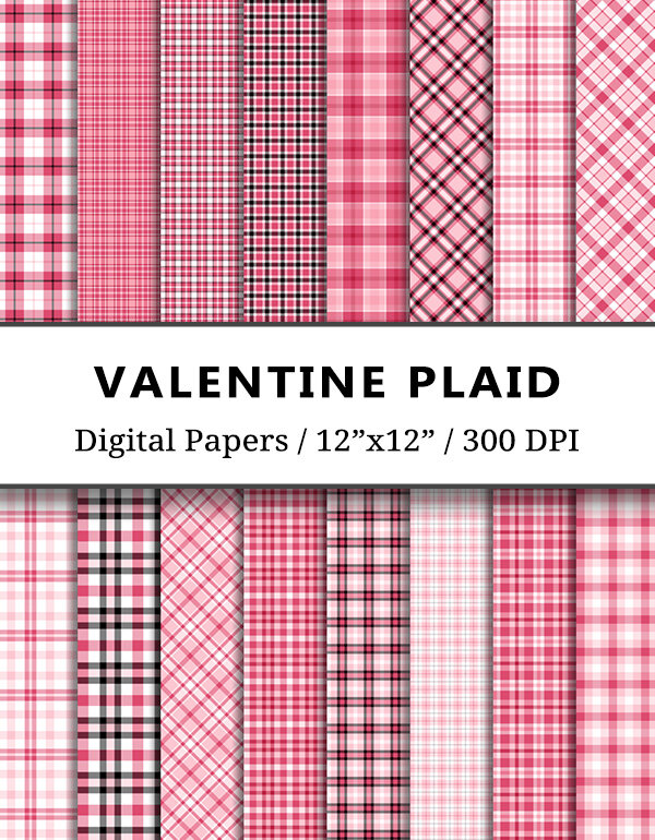 Be My Valentine Plaid Digital Papers