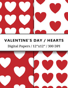 Valentine’s Day Hearts Digital Papers