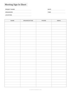 Meeting Sign-In Sheet