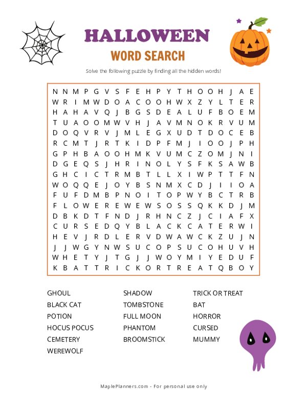 Happy Halloween Word Search