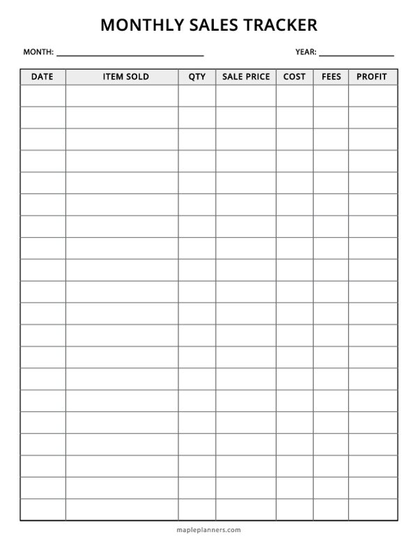 Monthly Sales Tracker Template