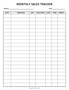 Monthly Sales Tracker Template