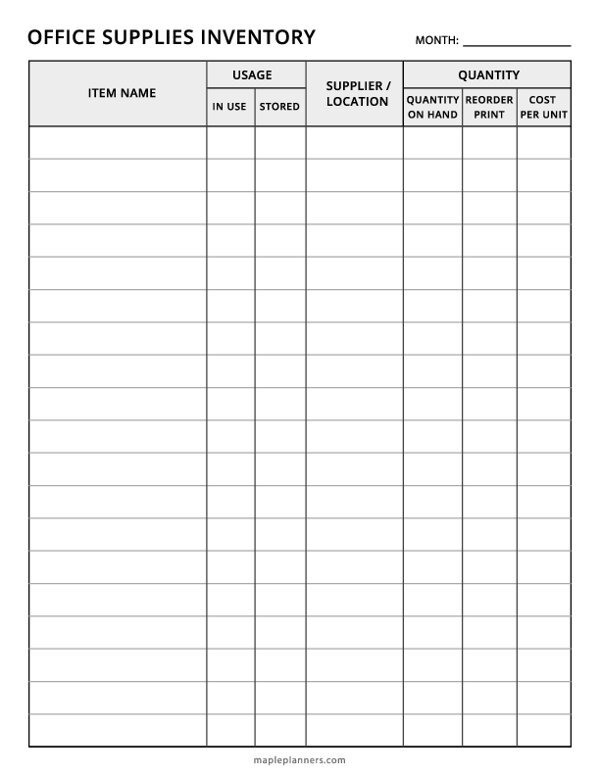 Office Supplies Inventory Tracker