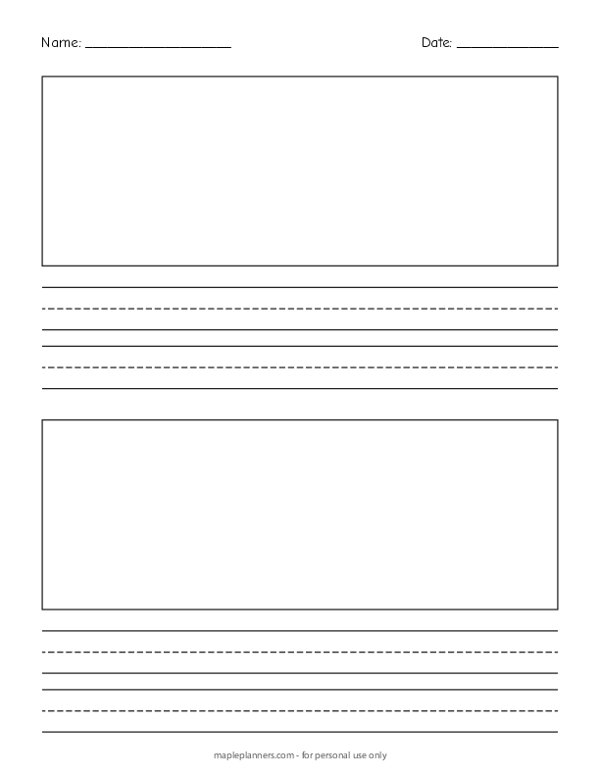 2 Picture Box Lined Writing Paper