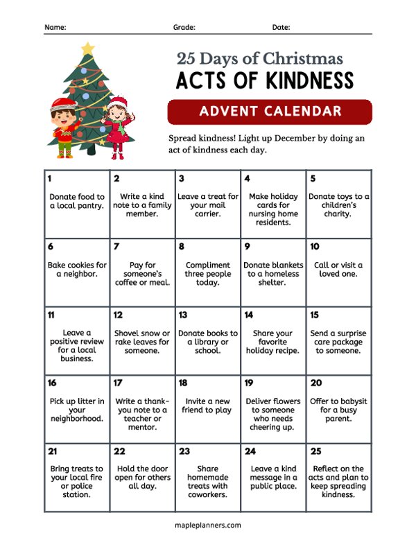 25 Days of Kindness - Christmas Advent Calendar