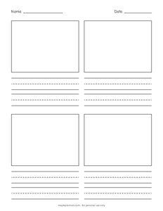 Lined Writing Paper with 4 Picture Boxes