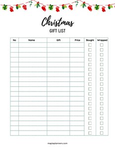 Christmas Gift List Template - #2