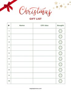 Christmas Gift List Template - #3