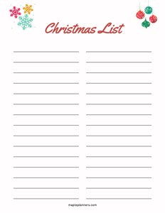 Christmas List Template - #4