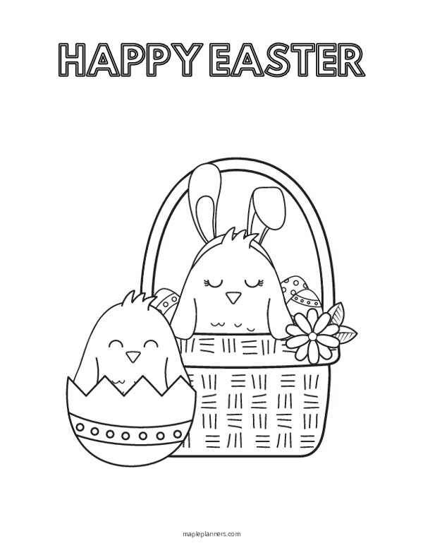 Happy Easter with Bunnies and Eggs