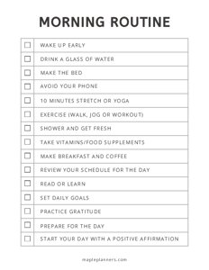 Morning Routine Checklist for Adults