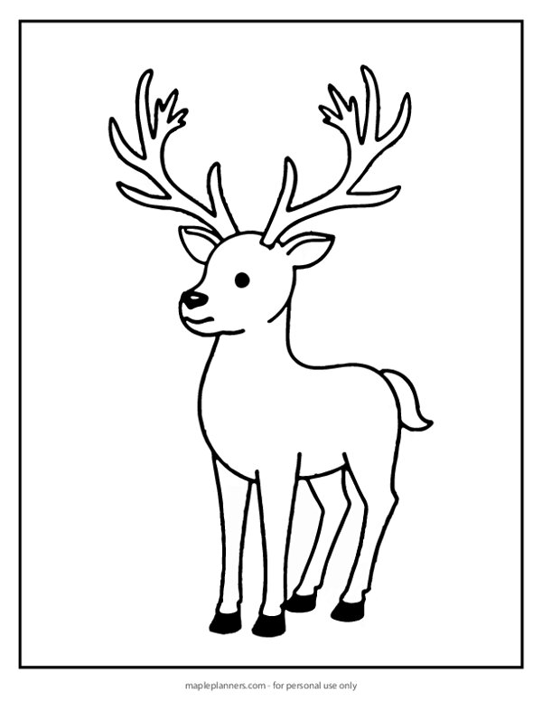 Reindeer Christmas Coloring Page - #1