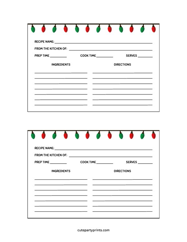 Holiday Recipe Cards