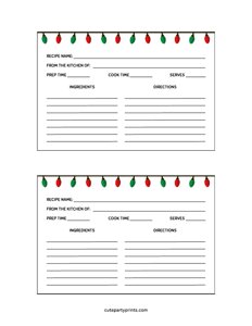 Holiday Recipe Cards