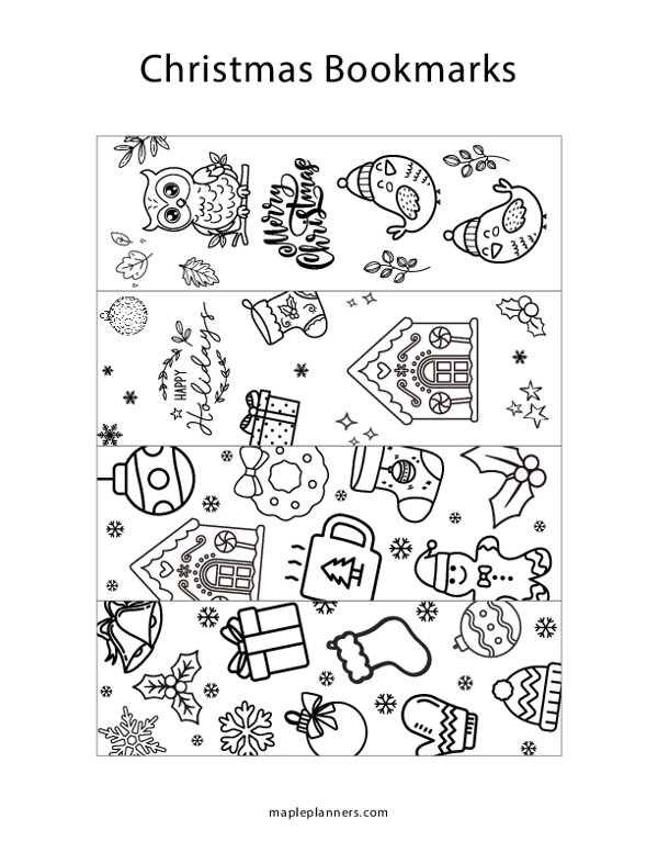 Cute Christmas Coloring Bookmarks