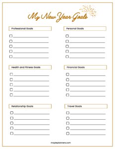 My New Year Goals Template