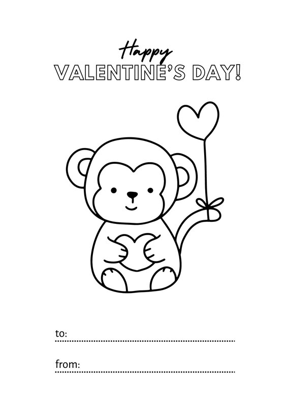 Happy Valentines Day Coloring Card