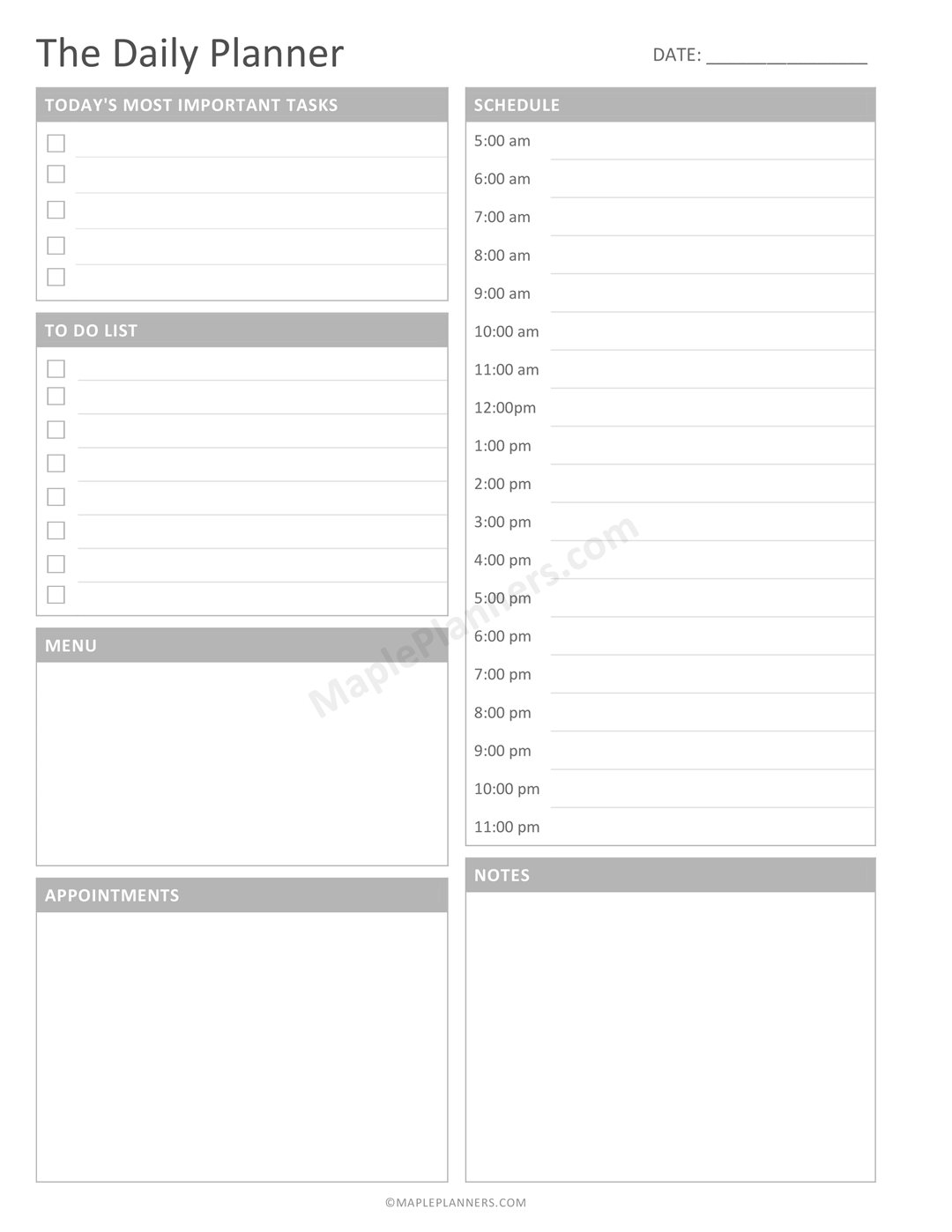 Weekly Planner Printable Page in US Letter and A4 Size Simple 