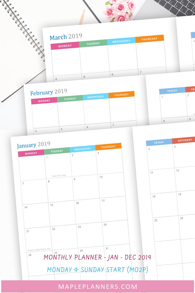 Weekly Planner 2019 Inserts, Refills, Planner Printable - Maple Planners