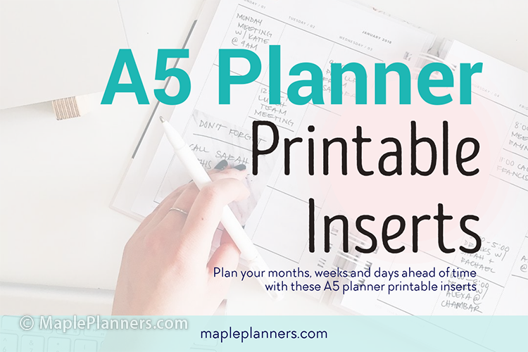 A5 Planner Printable Inserts  A5 Weekly and Monthly Planner Inserts